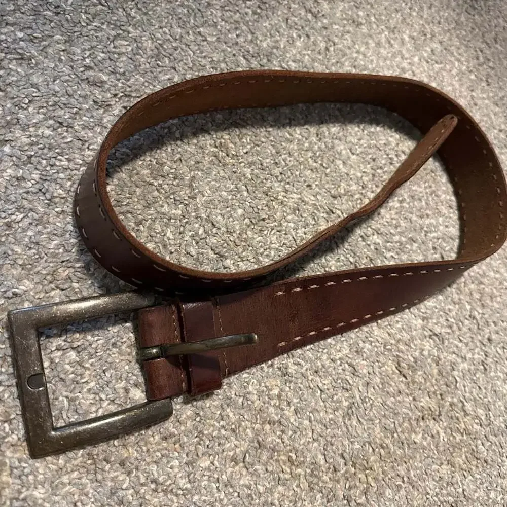 Fossil Brown Genuine Leather Whipstitch Belt